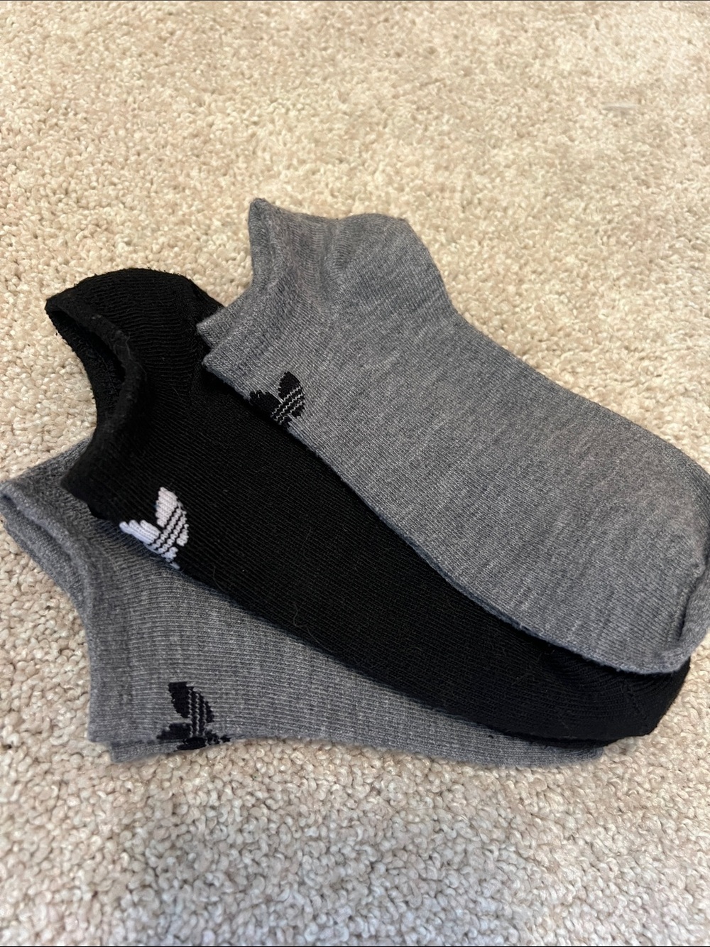 adidas Low-Cut Sock Trio in Black & Gray